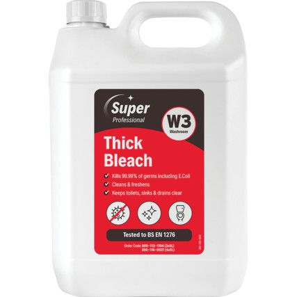 Thick Bleach, 5L, Screw Top Bottle, Fragrance Free