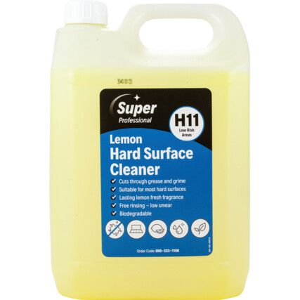 Hard Surface Cleaner, 5L, Screw Top Bottle, Concentrated, Lemon