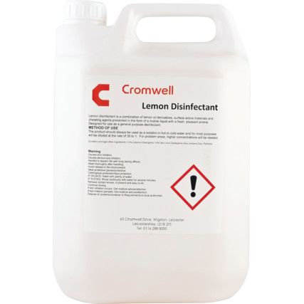 Disinfectant, 5L, Screw Top Bottle, Lemon