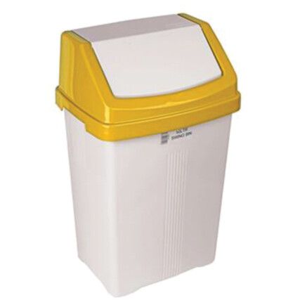 50LTR SWING TOP BIN YELLOW/WHITE