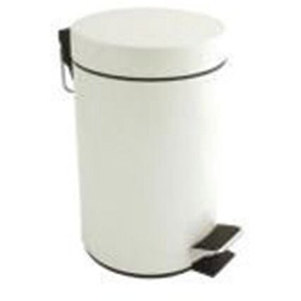 Pedal Bin White Metal 3 Litre