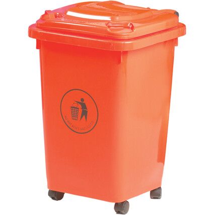 LWB50Y Red/Orange Wheelie Bin - 50 Litre