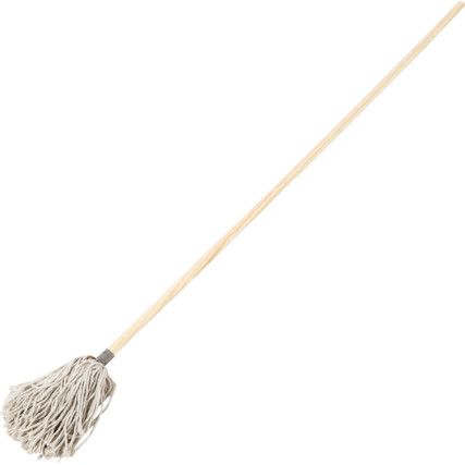 Socket Mop and Handle, Pure Yarn, White, 60in., 200g