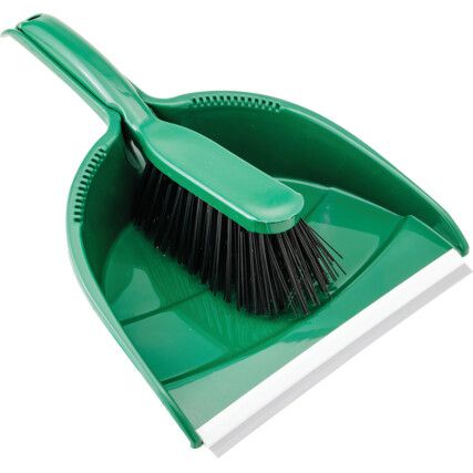 Dustpan & Brush Set, Soft Bristles, Green