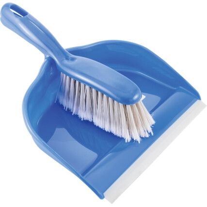 Dustpan & Brush Set, Soft Bristles, Blue