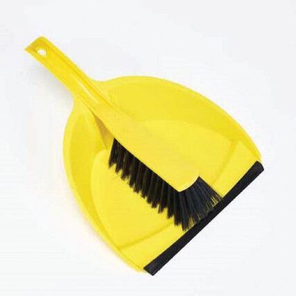 Dustpan & Brush Set, Soft Bristles, Yellow