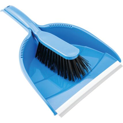 Dustpan & Brush Set, Stiff Bristles, Blue