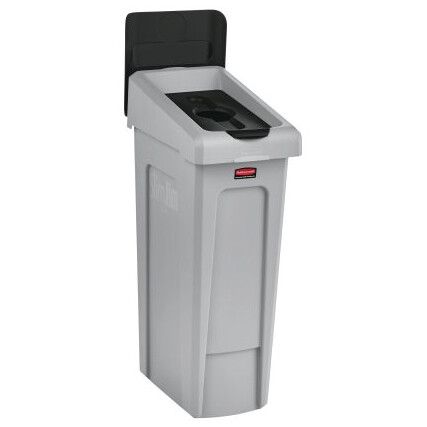 Slim Jim Recycling Station Stream/Bin Bottles/Cans Lid Black