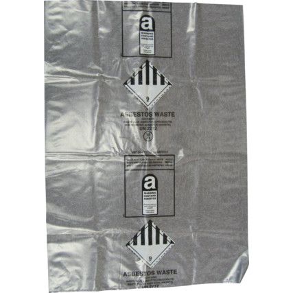 Asbestos Waste Bags, Clear, 60L, Heavy Duty, Pack of 100