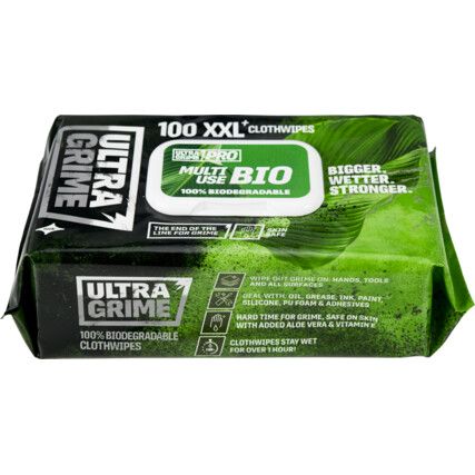 ULTRAGRIME PRO XXL+ BIO CLOTH WIPES (PK-100)