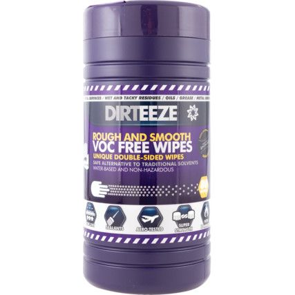 DIRTEEZE ROUGH & SMOOTH VOC FREE WIPES (TUB-80)