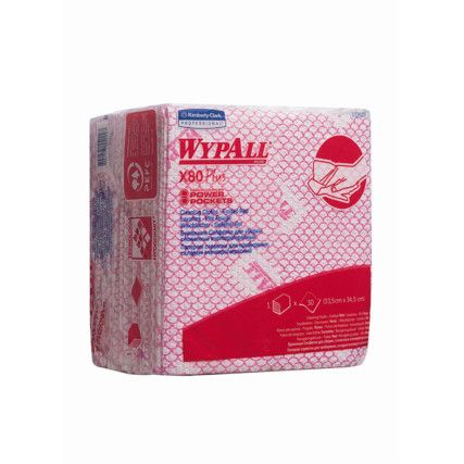 19127 WYPALL X80 PLUS CLOTHS RED 1/4 FOLD (8 PK x 30)