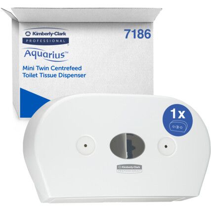 7186 AQUARIUS TOILET TISSUE DISPENSER MINI TWIN ROLL C/FD PLASTIC