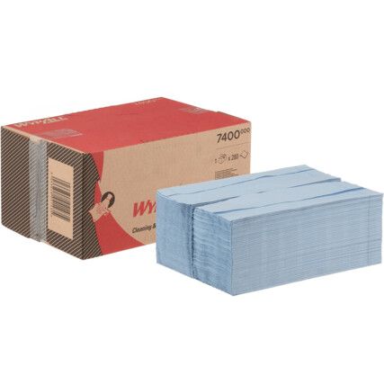 7400 WYPALL L20 WIPING CLOTH BLUE 2PLY 42x33cm (BRAG BOX-280 SHT)