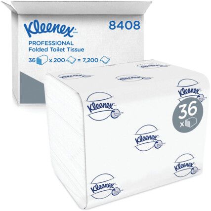 8408 KLEENEX FOLDED TOILET TISSUE 200 SHEETS (PK-36)