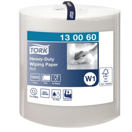 Industrial Wiper, White, 2 Ply, 1 Rolls per Case, 340m per Roll
