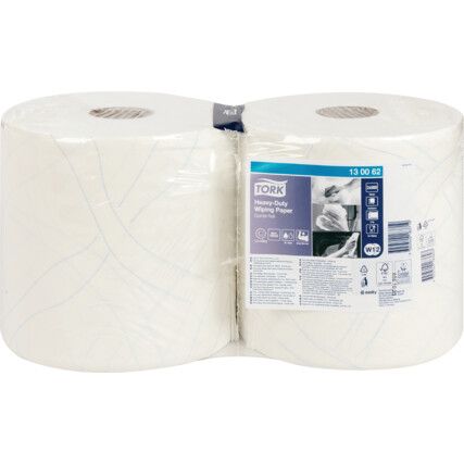 Industrial Wiper, White, 2 Ply, 2 Rolls per Case, 170m per Roll
