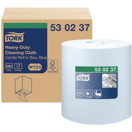 Industrial Wiper, Blue, 1 Ply, 1 Rolls per Case, 106m per Roll
