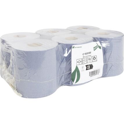 Centrefeed, Blue, 1 ply, 300m per roll, 6 rolls per case