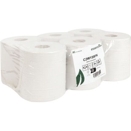 Centrefeed, White, 2 ply, 150m per roll, 6 rolls per case