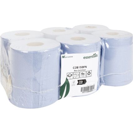 Centrefeed, Blue, 2 ply, 150m per roll, 6 rolls per case