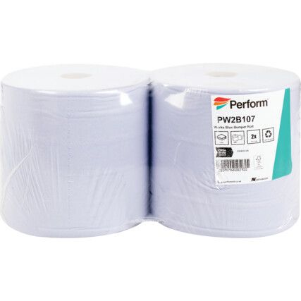 Industrial Wiper, Blue, 2 Ply, 2 Rolls per Case, 400m per Roll

