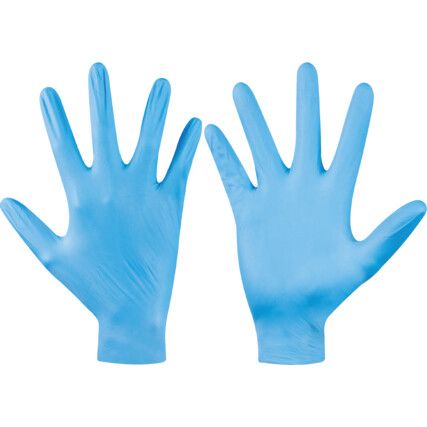 Robust Disposable Gloves, Blue, Nitrile, 4.5mil Thickness, Powder Free, Size S, Pack of 100