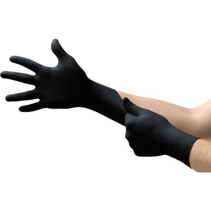 Disposable Gloves, Black, Nitrile, 2.8 mil Thickness, Powder Free, Size S, Pack of 100