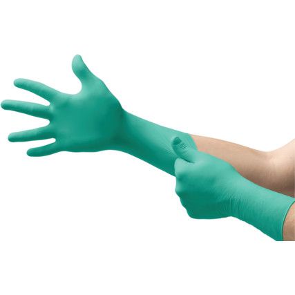 Dermashield 73-711 Disposable Gloves, Green, Neoprene, 7.08mil Thickness, Powder Free, Size 7.5, 1 Pair