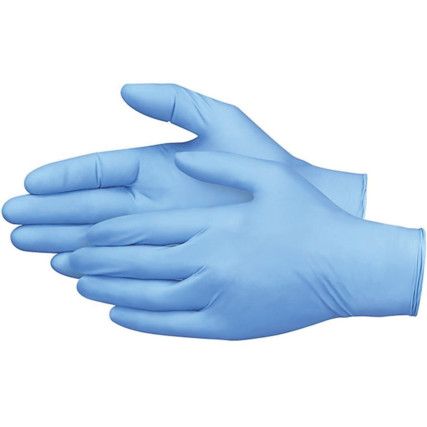 GD21 Disposable Gloves, Blue, Nitrile, 5mil Thickness, Powder Free, Size S, Pack of 100