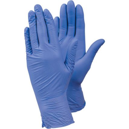 Tegera 843 Disposable Gloves, Purple, Nitrile, 2.4mil Thickness, Powder Free, Size 10, Pack of 100