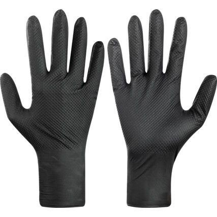 TX924 Disposable Gloves, Black, Nitrile, 7.8mil Thickness, Powder Free, Size XL, Pack of 100