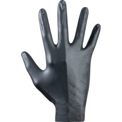 6112 Disposable Gloves, Black, Nitrile, 4mil Thickness, Powder Free, Size 7, Pack of 100