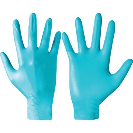 Teal Disposable Gloves, Green, Nitrile, 4.8mil Thickness, Powder Free, Size S, Pack of 20