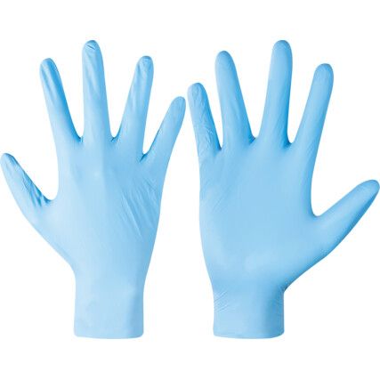 60596 U-Fit Disposable Gloves, Blue, Nitrile, 4mil Thickness, Powder Free, Size M, Pack of 100