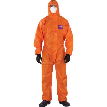 1500-OR Microgard Chemical Protective Coveralls, Disposable, Type 5/6, Orange, SMS Nonwoven Fabric, Zipper Closure, M