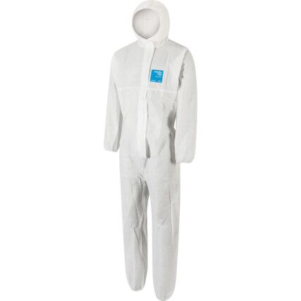 1500-WH Microgard Chemical Protective Coveralls, Disposable, Type 5/6, White, SMS Nonwoven Fabric, Zipper Closure, XL