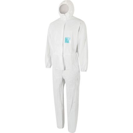 2000-WH Microgard Chemical Protective Coveralls, Disposable, Type 5/6, White, Microporous polyethylene film, Zipper Closure, S