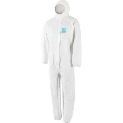 2000-WH Microgard Chemical Protective Coveralls, Disposable, Type 5/6, White, Microporous polyethylene film, Zipper Closure, S