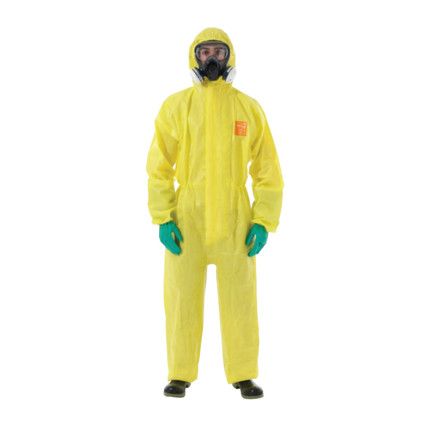 3000-YE Microchem Chemical Protective Coveralls, Disposable, Type 3/4/5, Yellow, Non-Woven Laminate Fabric, Zipper Closure, XL