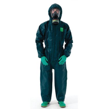 4000-GR Microchem Chemical Protective Coveralls, Disposable, Type 3/4/5, Green, MICROCHEM 4000, Zipper Closure, 5XL