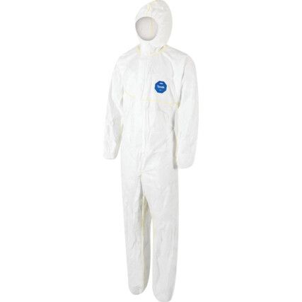 Easysafe, Chemical Protective Coveralls, Disposable, Type 5/6, White, Polyethylene, Zipper Closure, Chest 36-27", S