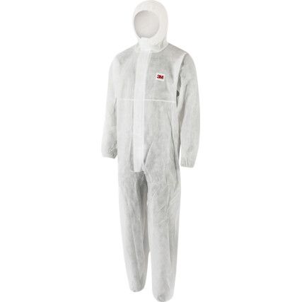 4500W, Chemical Protective Coveralls, Disposable, White, Polypropylene, Zipper Closure, Chest 43-45", XL