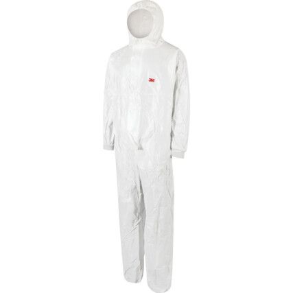 4545, Chemical Protective Coveralls, Disposable, Type 5/6, White, Polyester, Zipper Closure, Chest 39-43", L