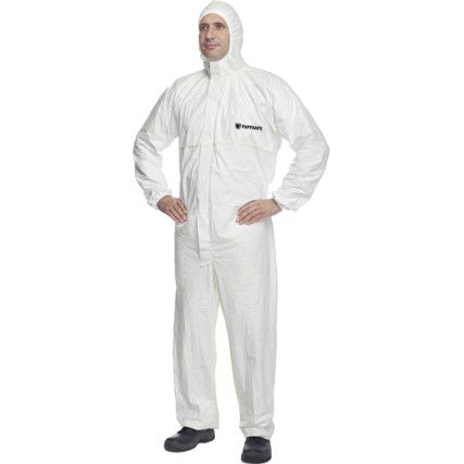 Chemical Protective Coveralls, Disposable, Type 5/6, White, Tyvek® 200, Zipper Closure, S