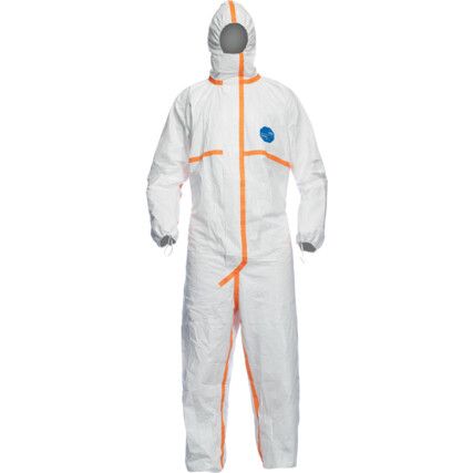 CHA5, Chemical Protective Coveralls, Disposable, Type 3/4/5/6, White, Tyvek® 800, Zipper Closure, Chest 52-54", 2XL